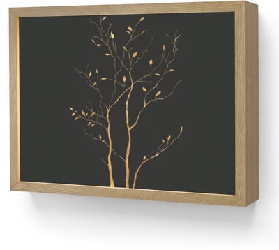 Wandlamp 40x30 cm - Oplaadbaar - Takken - Blaadjes - Zwart - Wandlampen binnen woonkamer - Slaapkamer lamp - Decoratieve nachtlamp - Vloerlamp draadloos
