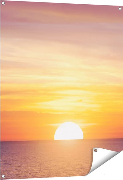 Gards Tuinposter Zonsondergang op de Zee - 80x100 cm - Tuindoek - Tuindecoratie - Wanddecoratie buiten - Tuinschilderij