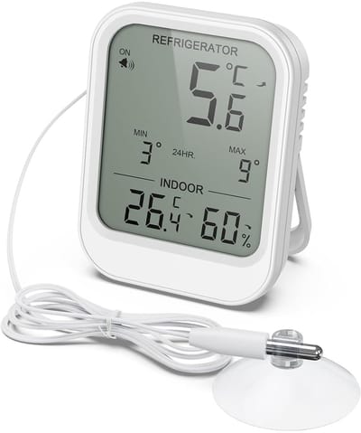 Digitale Koelkastthermometer met Waterdichte Sonde en Temperatuuralarm voor Koelkast, Vriezer en Aquarium