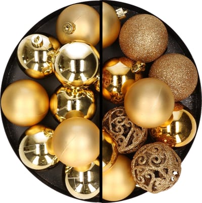 Decoris Kerstballen - kunststof - 28x stuks - goud - 6 cm
