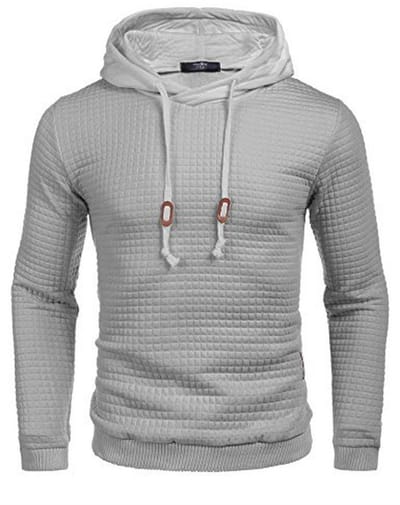 Hippe Heren Hoodie met Lange Mouwen - Gym Pullover met Trekooien en Jacquard Motief - Lichtgrijs XL