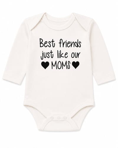 Baby rompertje tekst vriendinnen mama Best friends just like our moms maat 62-68 wit lange mouw samen zwanger
