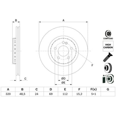 Remschijf BOSCH 0 986 479 H43, 1 stuk