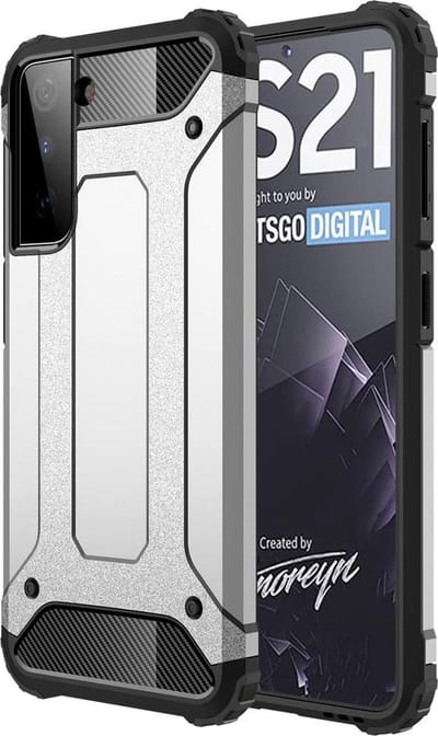 Hoesje Geschikt voor: Samsung Galaxy S21 Plus Armor Hybrid - Zilver