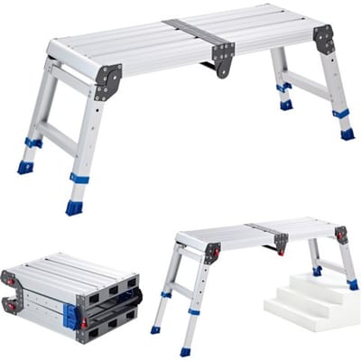VEVOR Werkplatform 851x305mm, Opvouwbaar Aluminium Werkplatform met Een Draagvermogen van 226,8 Kg, in Hoogte Verstelbare Loopbrug van 360-508 Mm met Veiligheidsvergrendeling, Draagbare Trap voor Thuis en Werkplaats