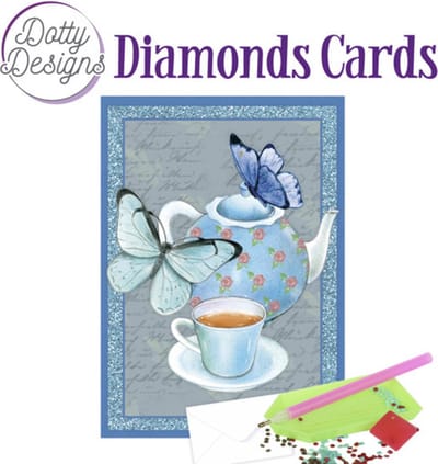 Diamond Painting Dotty Design Diamonds Cards | Teapot with butterflies