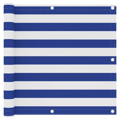 vidaXL - Balkonscherm - 90x300 - cm - oxford - stof - wit - en - blauw