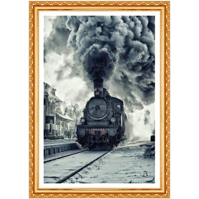 5D DIY Diamant Schilderij  Landschap Trein  Borduurwerk Kruissteek Woondecoratie Cadeau 20X30CM black