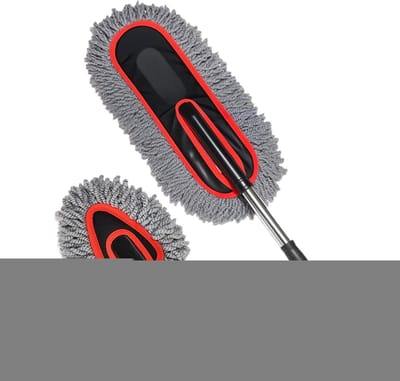 Autowasborstel - Reinigingsgereedschap - Auto Onderhoud - Telescopische steel - 2 stuks - Grijs