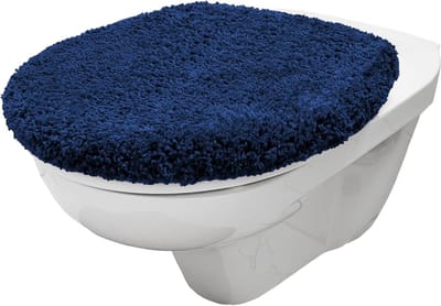 Toiletdekselhoes - Zachte hoes - Optimaal comfort - Antislip onderkant - 38 x 48 cm - Donkerblauw