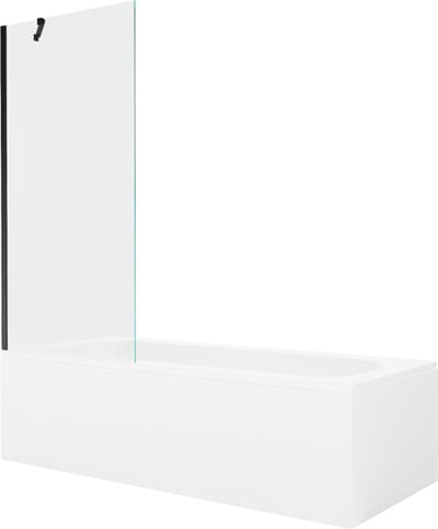 Mexen Vega rechthoekig bad 150 x 70 met ombouw en 1-delige scherm 80 , transparant, zwart - 550115070X9508000070