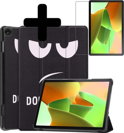 Hoes - Geschikt voor Lenovo Tab M10 (3e / 3rd generatie) - Met Screenprotector - Trifold Bookcase - Hard Cover - Hardcover Book Case - Tablet Hoesje - Don't Touch Me
