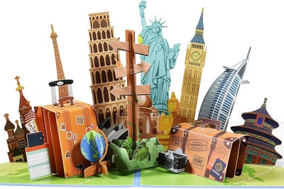 3D Pop-up Wenskaart Reizen - Verrassing voor Vakantie, Afscheid of Verjaardag