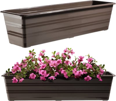 KADAX Set 4 x 60 cm bloembak, balkonpot van kunststof, weerbestendige plantenbak, bloempot, balustrade voor bloemen