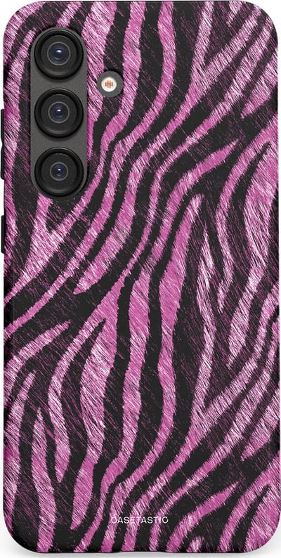 Casetastic hoesje geschikt voor Samsung Galaxy S25 - Dubbellaagse bescherming - Roze Paarse Zebraprint - Fashion Case - Zwart Lila