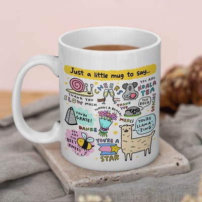 Creasowl® Just a Little Mug to Say – Mok met Spreukjes 325ml | Keramische Koffiemok met Tekst - Lief Cadeau voor Vriend, Collega of Familie - Mok voor Koffie, Thee of Chocolademelk