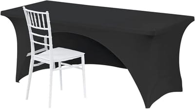 Elastisch Tafelkleed - Biertafelhoes Driezijdig - Feestdecoratie Tafel - Veilige Pasvorm - 122 x 60 x 76 cm - Zwart