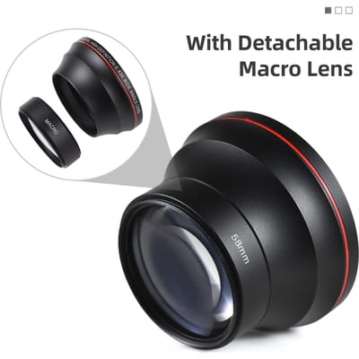 58mm Camera Lens Kit met 0.43X Groothoeklens + Macro Lens Aluminiumlegering DSLR Camera Lens Vervanging voor Canon EOS transparant