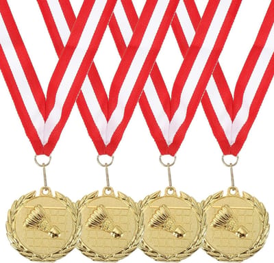 Sportmedailles - Prijzen winnaars - Wedstrijden belonen - Zinklegering - 4 stuks - Goudkleurig