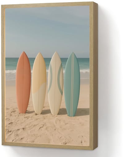 Wandlamp 40x60 cm - Oplaadbaar - Strand - Surfbord - Pastel - Wandlampen binnen woonkamer - Slaapkamer lamp - Decoratieve nachtlamp - Vloerlamp draadloos