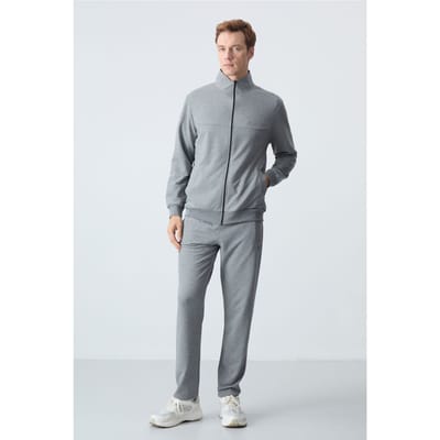 Heren Sweatshirt met Ritskraag en Broek Set