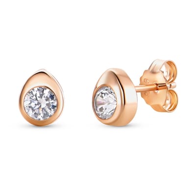 Miore Pure Oorbellen Dames - van Verguld Zilver - Met Zirkonen - Hypoallergene Knopjes - 7.5 mm