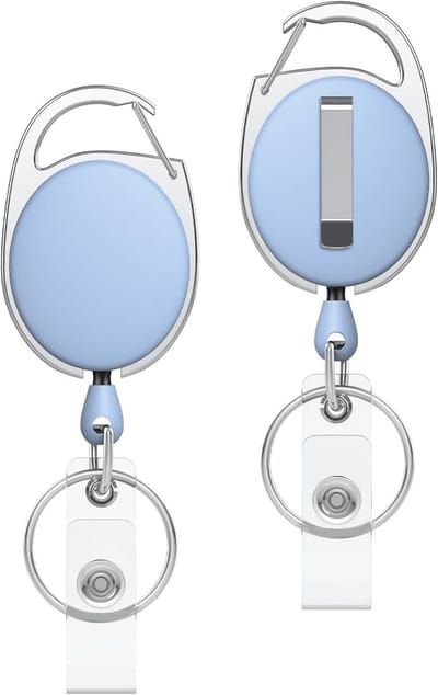 Set van 2 Uittrekbare Badge Reel voor Badgehouder, Stevige Sleutelhanger met RVS Veer en Nylon Koord, Ideaal voor Werk en Evenementen