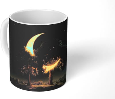 Mok - Koffiemok - Maan - Bomen - Rust - Mokken - 350 ML - Beker - Koffiemokken - Theemok