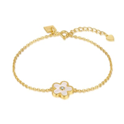 Twice As Nice Armband in goudkleurig zilver, bloemvormig Goudkleurig 16cm+3cm