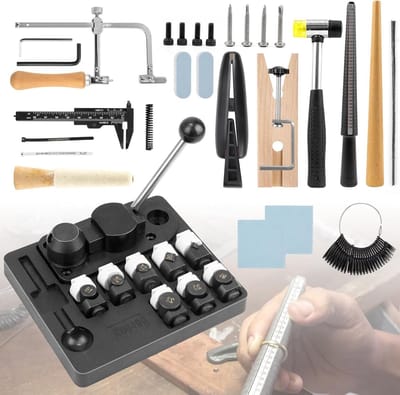 Ring Buigset voor Sieradenmaken - Compleet 27-delig met Nylon en Metaal Stempels, Hamer, Klem en Polijstgereedschap