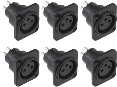XLR vrouwelijke aansluiting 6 stuks - 3-pins paneelmontage connector voor microfoon