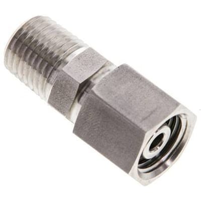 8L & 1/4'' NPT RVS Rechte Draaidoorvoer Buitendraad 315bar FKM O-ring en Afdichtconus Verstelbaar ISO 8434-1