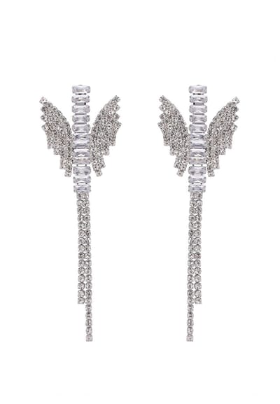 AVANT-GARDE PARIS Dangle Earrings - Butterfly Design 2.0cm X 6.9cm - 1 stuk - Rhodium Plated met Sprankelende Steentjes