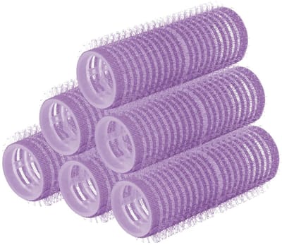 JeiibrZui Mini haarkrulspelden - Klittenbandkrulspelden - 6,2 cm lang, 1,5 cm in diameter, geschikt voor fijn en dik haar - Verpakking van 6 - Paars
