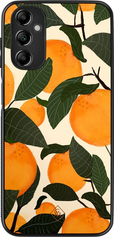 Casimoda® hoesje - Geschikt voor Samsung Galaxy A14 5G - Orange Garden - Zwart TPU Backcover - Bloemen - Groen