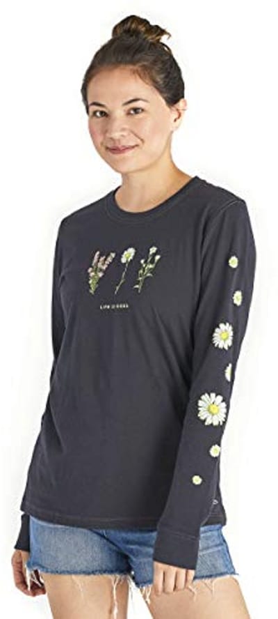 Dames Lange Mouwen T-shirt met Wildflower Grafiek - Comfortabel en Stijlvol