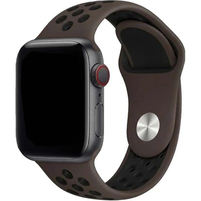 2+1 | Apple Watch Bandje Stryde - Dubbel - Siliconen - Bruin Zwart