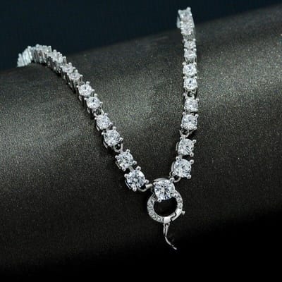 Luxe 100% 925 Sterling Zilveren Kettingen Voor Vrouwen Volledige Hoge Koolstof Diamant Ketting Bruids Edele Temperament Dames Ketting gray