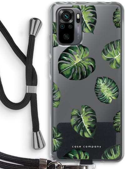 Case Company® - Hoesje met koord geschikt voor Xiaomi Redmi Note 10 Pro hoesje met Koord - Tropische bladeren - Telefoonhoesje met Zwart Koord - Bescherming aan alle Kanten en Over de Schermrand