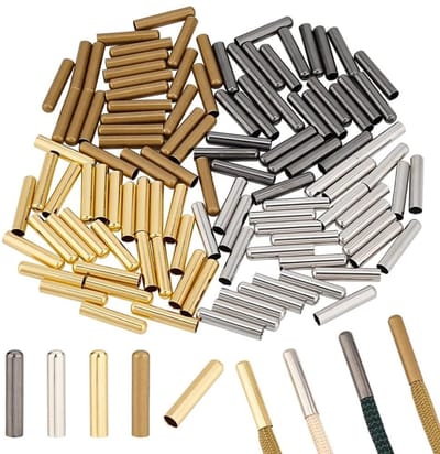 Allecto - Koorduiteinden Messing - 120 Stuks - Multifunctioneel Gebruik - 4 Kleuren - Voor Schoenveters en Elastische Koorden - Perfect voor Sneake...