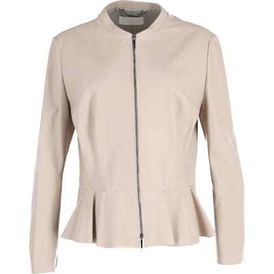 BOSS Rits Peplum Jas in Crème Lamsleer