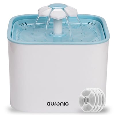 Auronic Drinkfontein voor Kat - Katten en Honden - Stille 2L Waterfontein met 4 Filters - Waterbak - Drinkbak - Wit