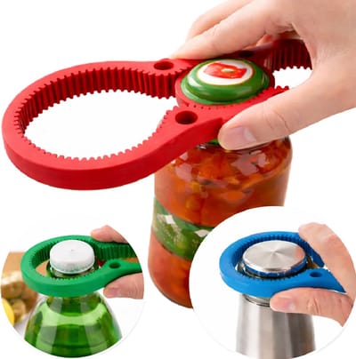 3-in-1 Allesopener Rubber – Universele Potopener, Flesopener & Dekselopener – Anti-Slip Grip – Ideaal voor Senioren, Reuma en Zwakke Handkracht