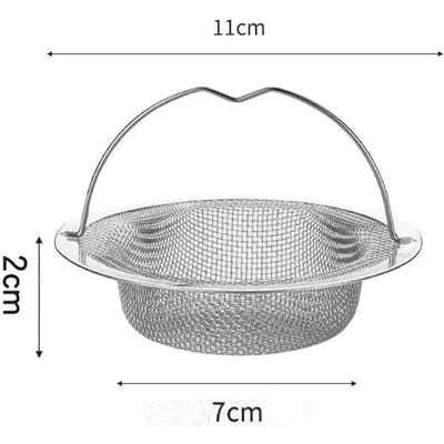 3 Maten 304 Roestvrijstalen Spoelbakfilter met Handvat Fijnmazig Spoelbakzeef Keuken Diep Licht Model Voedsel Haar Scherm Afvoeren gray