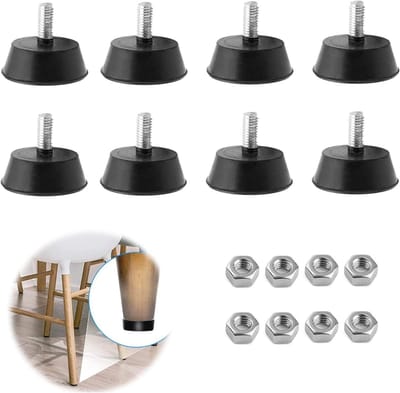 Verstelbare rubberen meubelpootjes M6 x 32 mm voor stabiliteit, demping en meubels met schroeven
