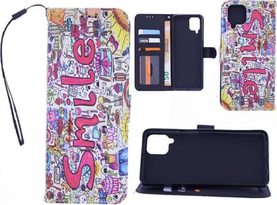 Bookcase Geschikt voor: Samsung Galaxy A42 hoesje met print - Smile Graffiti