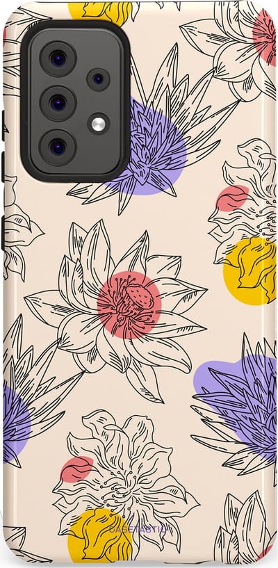 Casetastic Hoesje Geschikt voor Samsung A52 (4G/5G/s) - Stijlvolle Beschermende Duo-layer Case - Bloemenschets