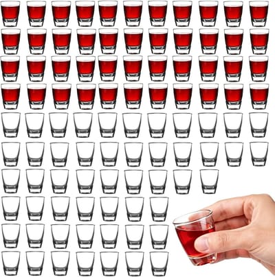 Set van 96 kleine shotglazen van 35 ml - Versterkt glas, ideaal voor feesten, vaatwasserbestendig en perfect voor sterke dranken zoals vodka
