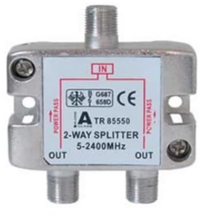 F satelliet splitter met 2 uitgangen / 5-2400 MHz