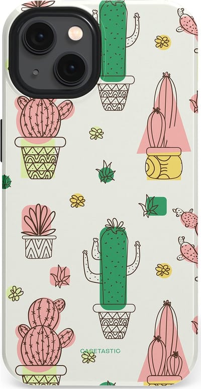 Casetastic Hoesje Geschikt voor Apple iPhone 13 Magsafe - Stijlvolle Beschermende Duo-layer Case - Vrolijke cactus